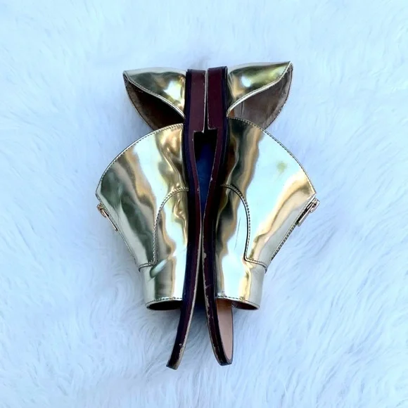 Zara Gold Metallic Zipper Sandals Statement Summer Shoes Size 10 - Picture 5 of 8